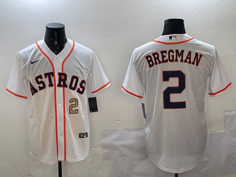 Men Houston Astros #2 Bregman White Game 2025 Nike MLB Jersey style 2